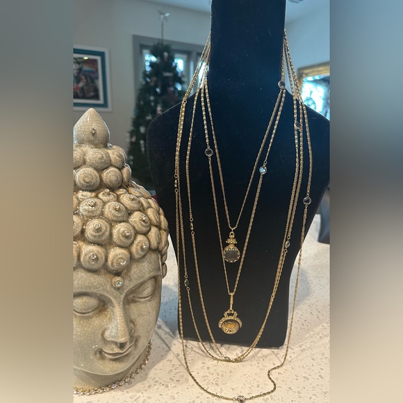 Goldette NYC Jewelry Vintage Signed Goldette Necklace 5 Strand